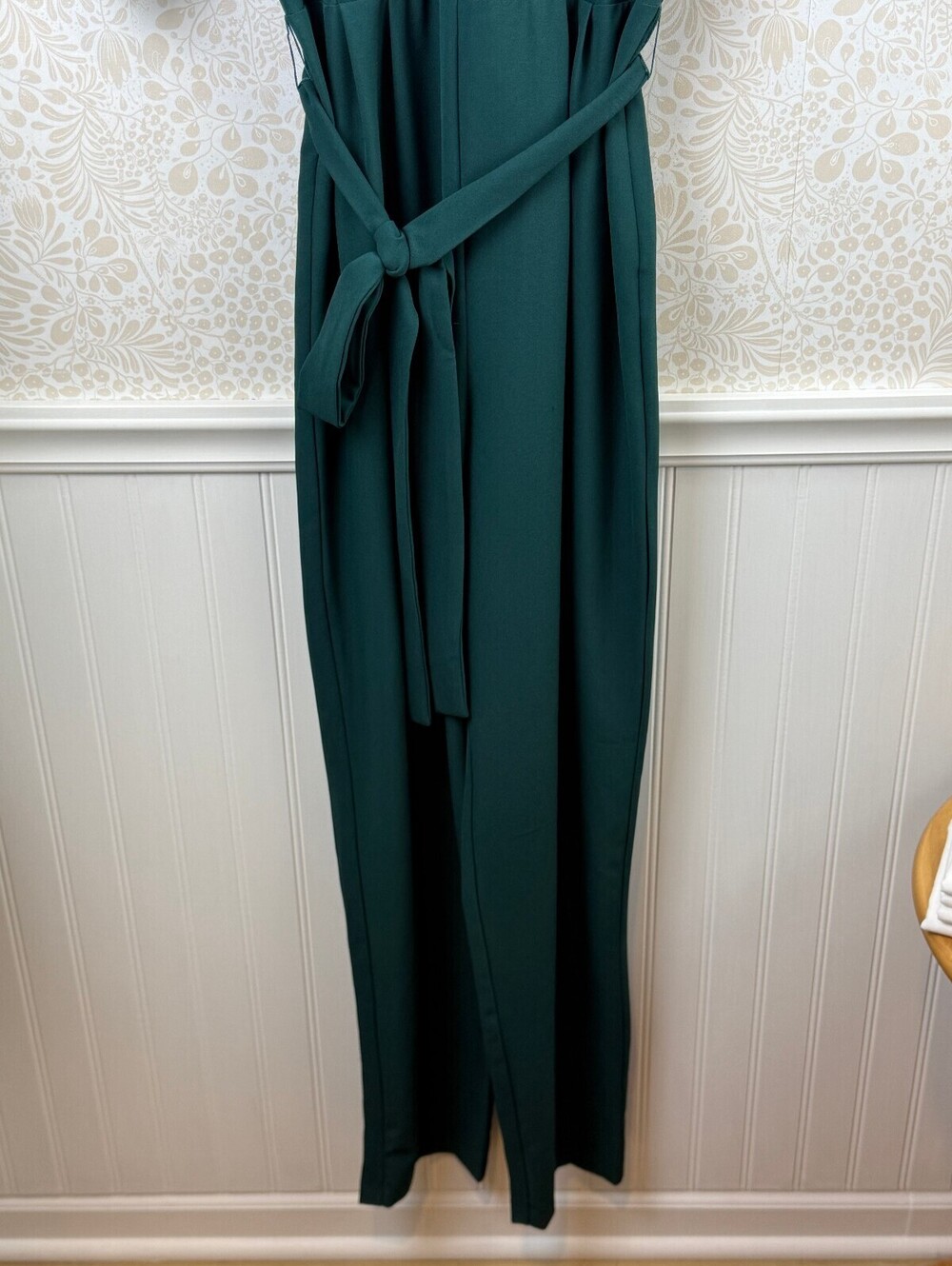 Hutch from Anthropologie Dark Green Wrap-Front V-Neck Belted Jumpsuit - Size - 6 - Picture 6 of 9